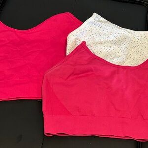 Two red one white polka dot starter bras for girls